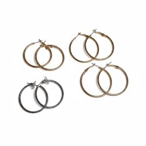 Elegant Gold and Silver Hoop Earrings Set